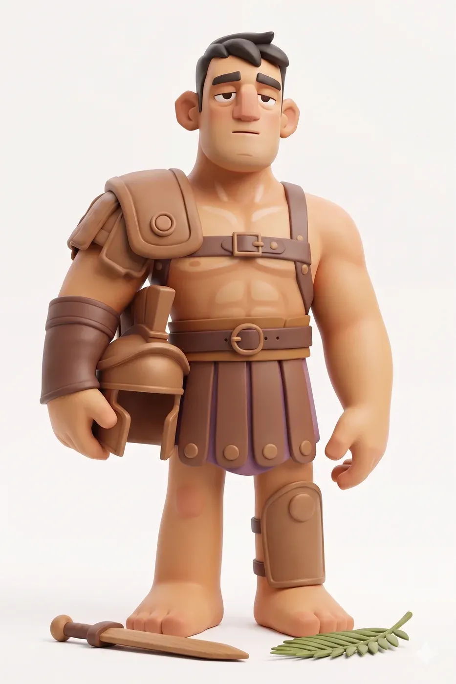 Zeitlegende Sammelfigur Gladiator wartet mit Helm unter dem Arm auf seinen Einmarsch in die Arena