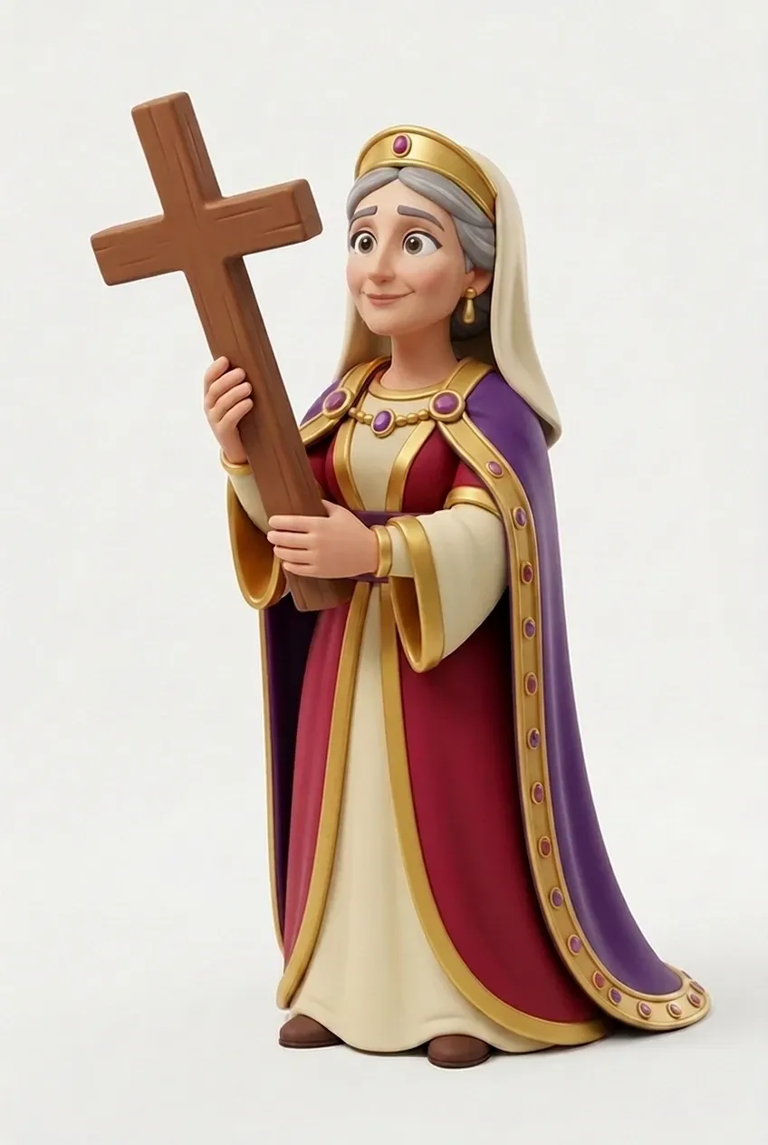 Zeitlegende Sammelfigur Heilige Helena mit Krone und Kreuz im Purpurmantel
